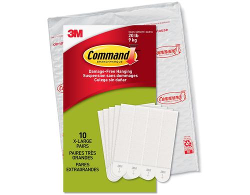 3M Command Bilder-Montagestreifen XL weiss, Tragekraft bis 9 kg, 10 Paar