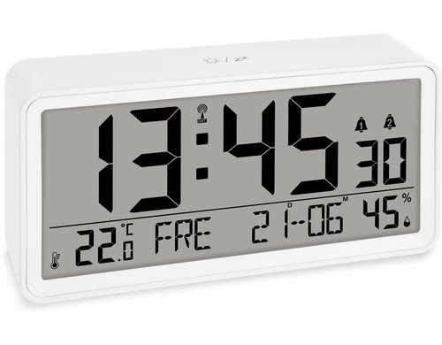 ADE grosse digitale Tisch-/Wanduhr weiss