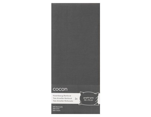 COCON, Kissenbezug Renforcé 50 x 70 cm, Gra 2 Stk., 50x70 cm, grau