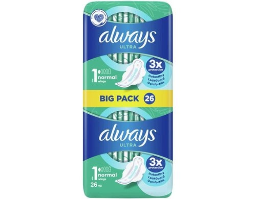 Always Ultra Day Binden 26 Stück Gr. 1 Normal Damenbinden mit Flügeln