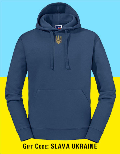 Adults' Authentic Hooded Sweat, Russel, Indigo, Baumwolle, Groesse S, 280g/m2, Oeko-Tex 100, Gutschein Code: Slava Ukraine