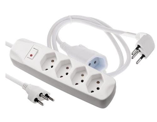 Schönenberger Set Stecker/Verlängerung weiss, 6xT13 1.5m / Verlängerung 3m