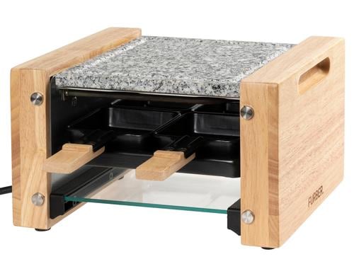 FURBER Raclette-Grill 4P Holz/Stein 4 Personen, 650W, Holzseiten, Steinplatte
