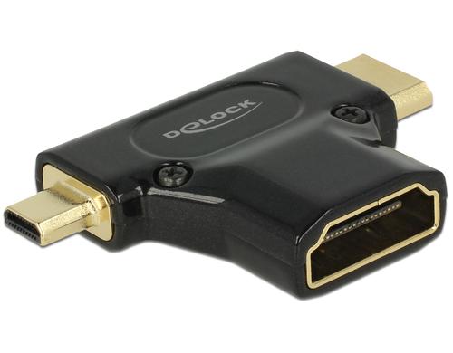 Delock Adapter HDMI-A Buc.-Mini-C/Micro-D HDMI-A Buc.zu Mini-C Steck.+ Micro-D Steck.