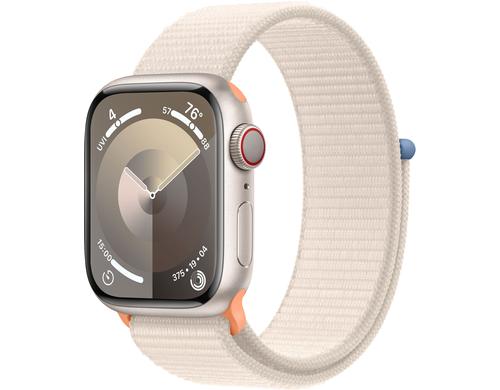 Apple Watch S9 GPS & Cell 41 Star Alu Loop mit Starlight Sport Loop