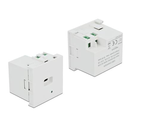 Delock Easy 45 USB Ladeportmodul, weiss USB-C, 5V/3A, 9V/2A, 12V/1.5A,18Watt
