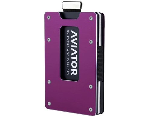 Aviator Wallet SLIDE Metal cash clip purple berry