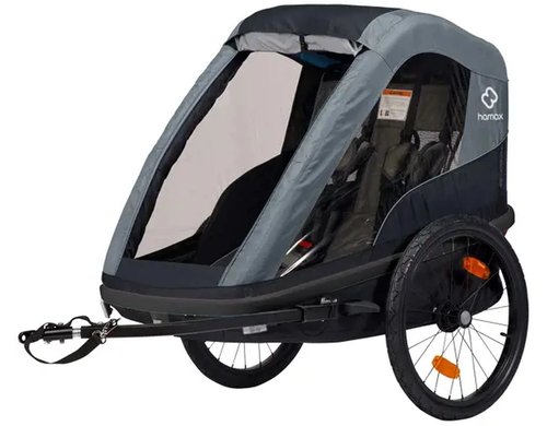 Hamax Avenida Twin, blau Fahrradanhänger, 2 Kinder, mit Federung