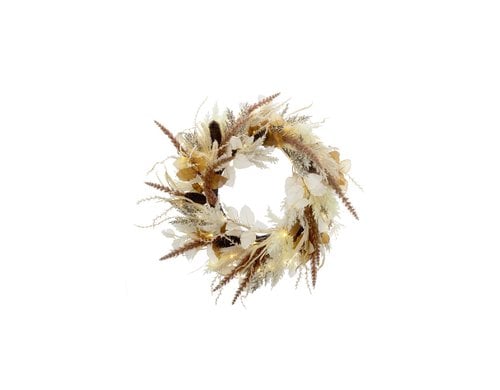 STT LED Flower wreath 65 50LED ww, D 65cm, exkl. 3x AA, Timer 6/18