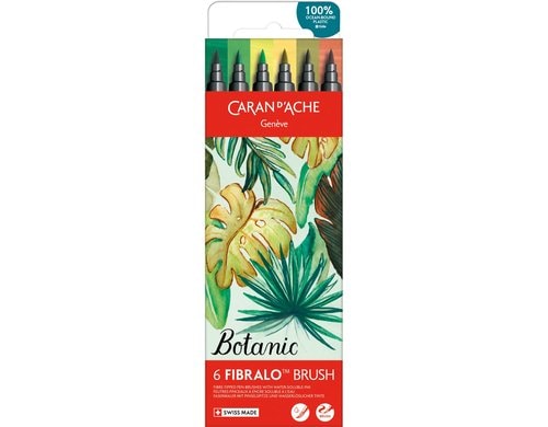 Caran d'Ache Filzstift Fibralo Brush Botani Kartonschachtel mit 6 Farben