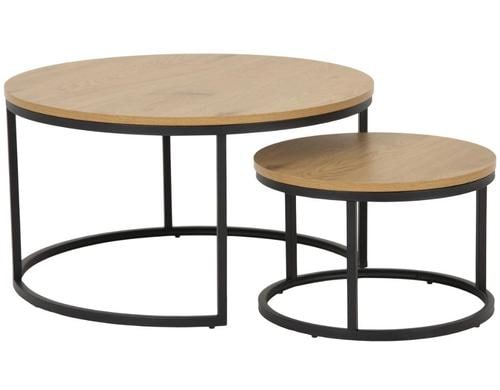 AC Design Couchtisch Spiro 2er Set MDF/Stahl, Ø80x44,5Ø50x33