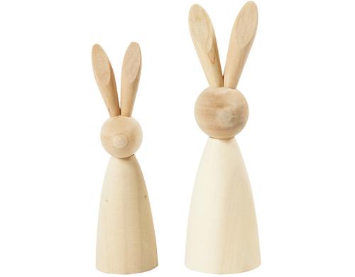 Creativ Company Aufsteller Holzhase 2 Stück, 12 + 14 cm