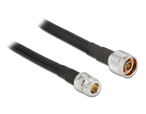 Delock N-Stecker zu N-Buchse, 10m Low Loss Verlängerungskabel, wasserdicht