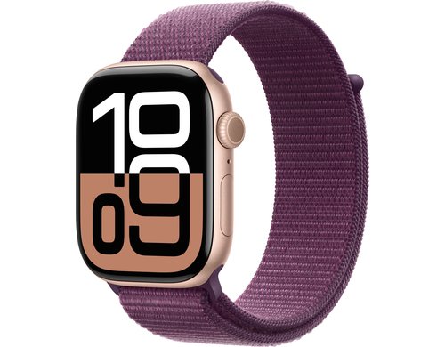 Apple Watch S10 CEL 46 Rose Gold Alu Loop mit Plum Sport Loop