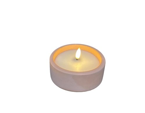 Dameco LED Kerze im Zement Topf rosa indoor LED ww, D 10cm, Timer, exkl. Batterie 2x AA