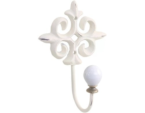 Chic Antique Haken mit Dekor, Antique Creme 13x8.5x6 cm (HxLxB), Eisen