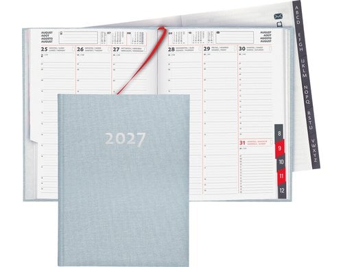 Biella Geschäftsagenda 2027 Orario h-blau 17.8 x 23.5 cm, 144 Seiten,  1 Wo auf 2 S.