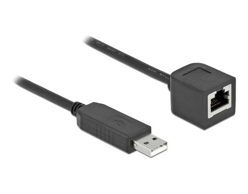 Delock Anschlusskab mit FTDI Chipsatz, 2m USB2.0 Typ-A Ste. zu RS-232 RJ45 Buchse, SW