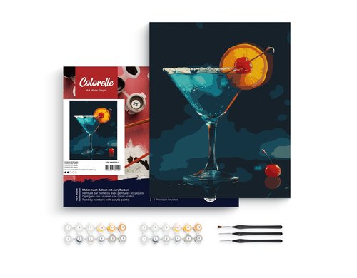 Colorelle MNZ Cocktail mit Kirsche gesp. Leinwand, Pinsel, Acrylfarben, ab 14J