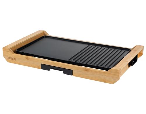 FURBER Tischgrill Bambus 2000W, 2in1 Grill- und Bratplatte