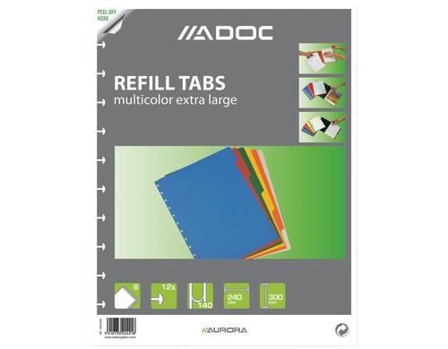 Adoc Ringheft Ersatz-Register A4, 6 teilig, 6-farbig