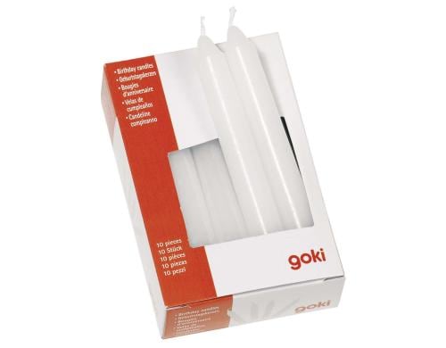 Goki Geburtstagskerzen-Set 10Stk. Höhe 10cm, Durchm. 1.3cm, Weiss