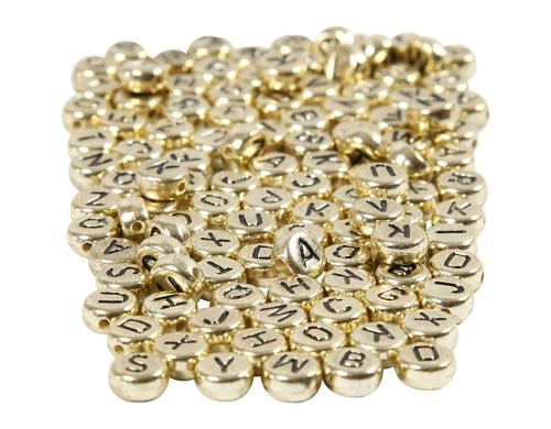 Creativ Company Buchstabenperlen gold, 7 mm, L-Grösse: 1.2 mm, 200 Stück