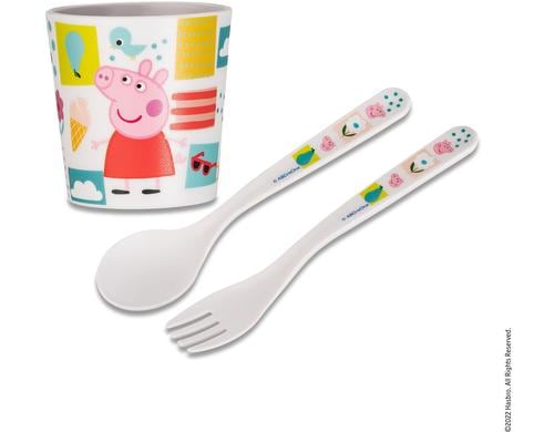 Koziol Kinderset EASY Peppa Pig 1 Becher, 1 Löffel, 1 Gabel, weiss/farbig