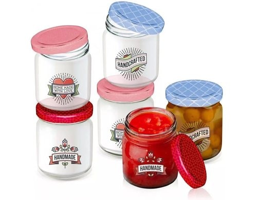 Alpina Konfitürengläser, 6 Stück 7x7.5 cm (DxH), 200ml, Glas, Metall