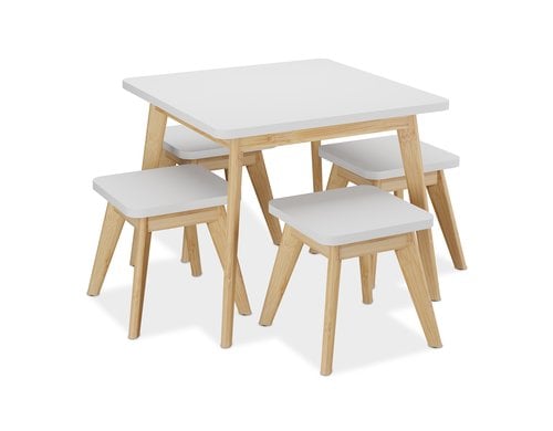 relaxdays Sitzgarnitur für Kinder 5-teilig, MDF/Bambus China