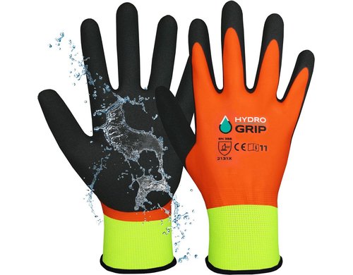 ACE HydroGrip Arbeitshandschuhe 2 Paar 07/S Wasserfest, Profi Handschuhe, Doppel Grip