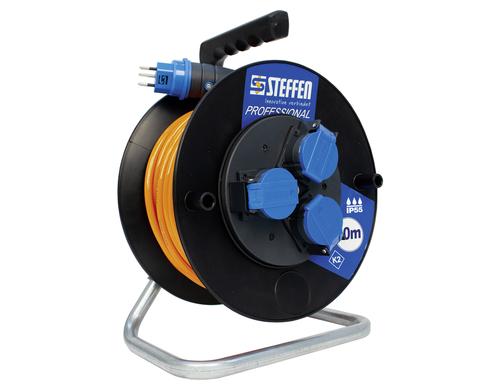 Steffen Kabelrolle Professional 3xT13 schwarz, IP55, 3x1.5mm, 30m Kabel