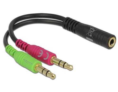 Delock Headset Adapter 1x3.5mm 4 Pin Klinkenbuchse zu 2x3.5mm 3Pin Stecker
