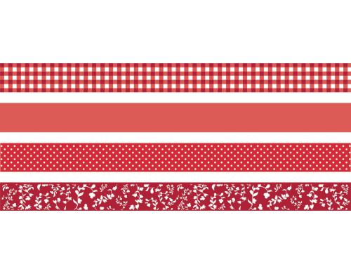 Heyda Washi Tape Colour Code red 4 Rollen im Dispenser mit Abreisskante