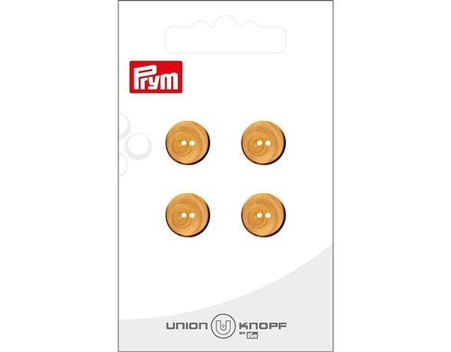 Bu Prym  Knopf Holzknopf 2-Loch 12 mm, Karte 4 Stück, beige