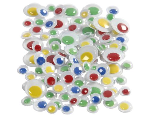 Creativ Company Wackelaugen selbstklebend farbig, 8 + 10 + 14 mm, 30 Stück, farbig