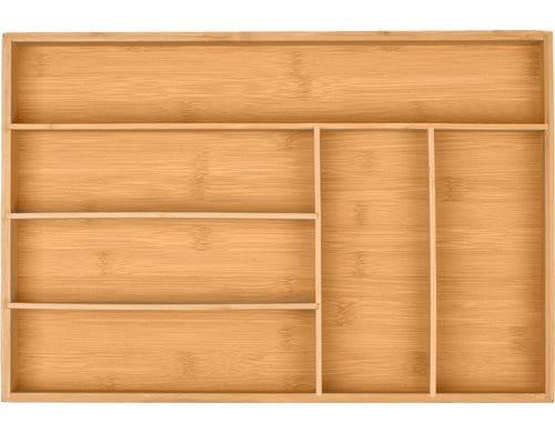relaxdays Besteckkasten Bambus, 6 Fächer, Braun
