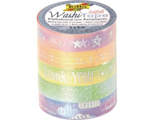 Folia Washi Tape Hotfoil Rainbow 5er Set
