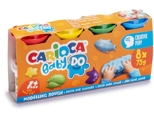 Carioca Baby Do Modellierknete 8-Set 8x75g, Deckel ist Mulde zum Formen