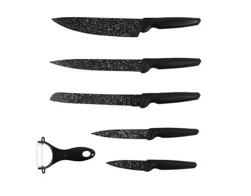 GOURMETmaxx Messerset mit Sparschäler 6 Teile Klingen mit Antihaftbeschichtung