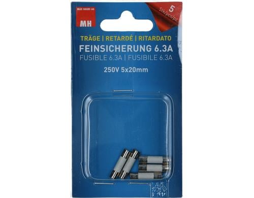 Max Hauri Feinsicherung 6.3A  5x20mm träge, 5 Stk.