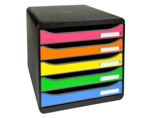 Biella Schubl. BIG-BOX PLUS ECO A4+ 5 Schubladen offen, schwarz/harlekin
