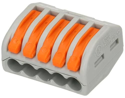 Wago Verbindungsklemme 5-fach 3L 0.14-4 mm2 32 A, grau, 4 Stück