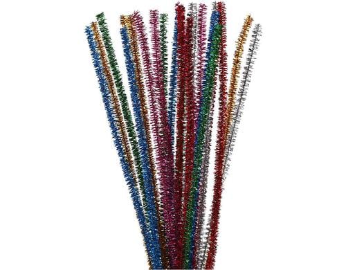 Creativ Company Chenilledraht 6 mm 24 Stück, Glitter Standardfarben