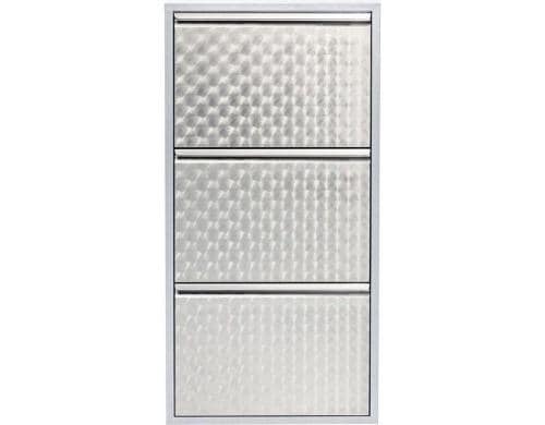 Kare Schuhschrank Caruso 3er, Silber geflex 103 x 50 x 14 cm, Stahlblech, 6 Paar Schuhe