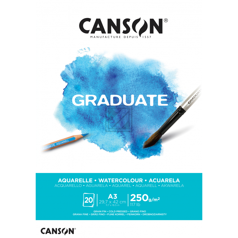 Canson Block Graduate Aquarell A3 250g/m2, 20Bl, fein, FSC