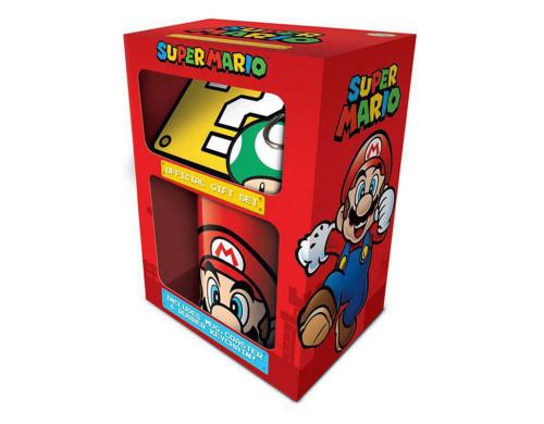 Super Mario Geschenkbox Mario 1 x Tasse, 1 x Untersetzer, 1 x Anhänger