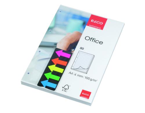 Elco Ringbuchblöcke A4, kariert, 4mm 2 Blöcke: 100g/m2, 1 Block à 80 Blatt