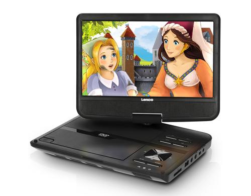 Lenco DVP-1010BK, Portabler DVD-Player 9 16:9 TFT Bildschirm, inkl. Kopfhörer