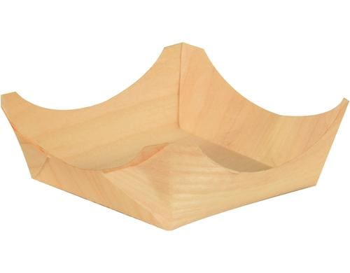 Papstar Holz-Fingerfood-Schalen pure eckig 50 Stück, 3 x 8 x 8 cm cm, Kieferholz